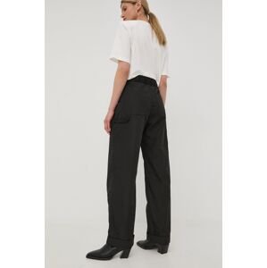 Kalhoty Herskind dámské, černá barva, široké, high waist