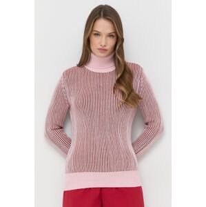 Vlněný svetr Beatrice B dámský, růžová barva, s golfem