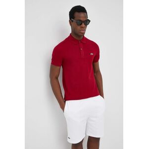 Bavlněné polo tričko Lacoste vínová barva, PH4012-001