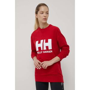 Mikina Helly Hansen dámská, červená barva, s potiskem, 34003-071