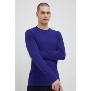 Tričko s dlouhým rukávem Under Armour fialová barva, s potiskem, 1329585-036