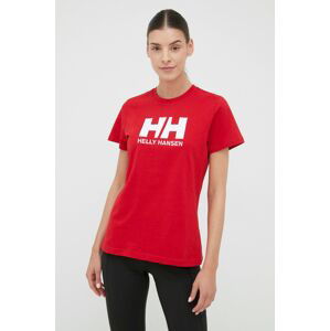 Bavlněné tričko Helly Hansen červená barva, 34112-001