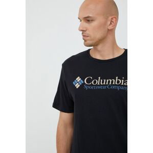 Tričko Columbia černá barva, s potiskem, 1680053-014