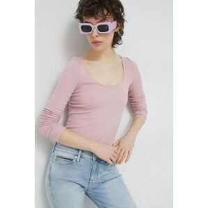 Tričko s dlouhým rukávem Abercrombie & Fitch růžová barva