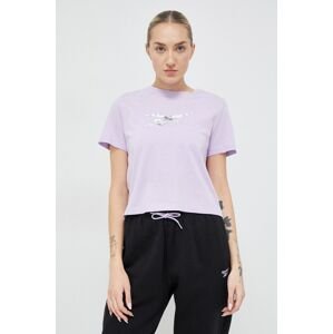 Bavlněné tričko Reebok fialová barva