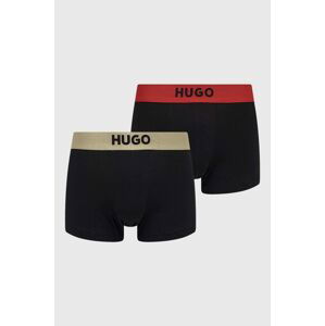 Boxerky HUGO 2-pack pánské, černá barva