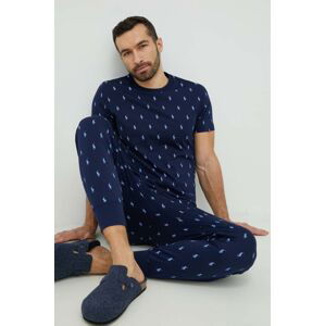 Bavlněné pyžamové tričko Polo Ralph Lauren tmavomodrá barva