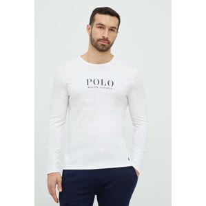 Bavlněná košile s dlouhým rukávem Polo Ralph Lauren bílá barva, s potiskem