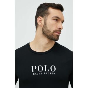 Bavlněná košile s dlouhým rukávem Polo Ralph Lauren černá barva, s potiskem