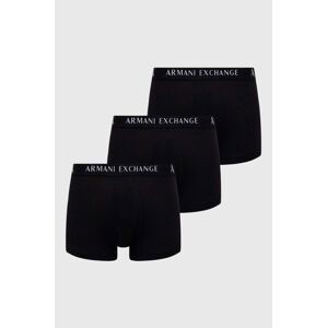 Boxerky Armani Exchange 3-pack pánské, černá barva