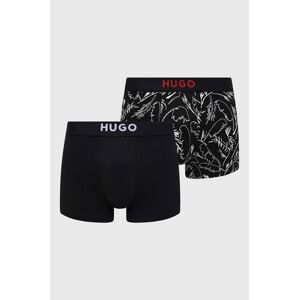 Boxerky HUGO 2-pack pánské, černá barva