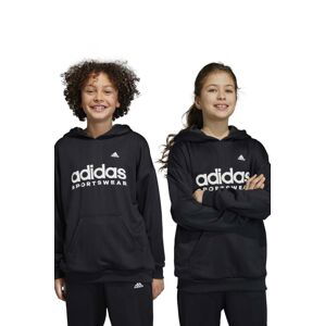 Dětská mikina adidas FT černá barva, s kapucí, s potiskem