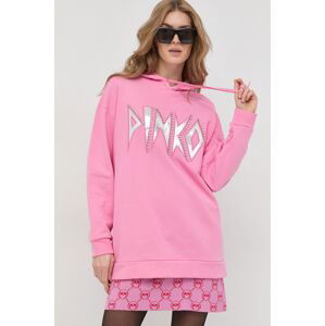 Mikina Pinko dámská, růžová barva, s kapucí, s aplikací