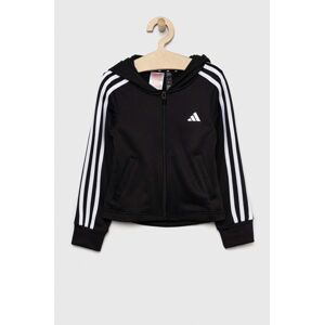 Dětská mikina adidas černá barva, s kapucí, s aplikací