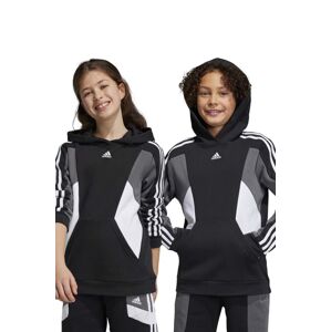 Dětská mikina adidas U 3S CB HOODIE černá barva, s kapucí, vzorovaná