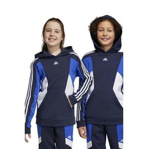 Dětská mikina adidas U 3S CB HOODIE tmavomodrá barva, s kapucí, vzorovaná