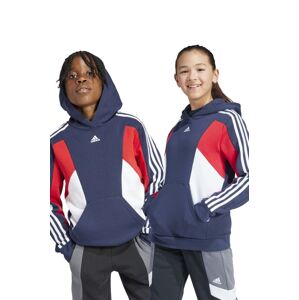 Dětská mikina adidas U 3S CB HOODIE tmavomodrá barva, s kapucí, vzorovaná