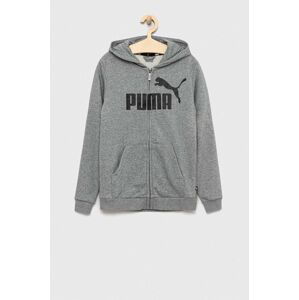 Dětská mikina Puma ESS Big Logo FZ Hoodie TR B šedá barva, s kapucí, vzorovaná