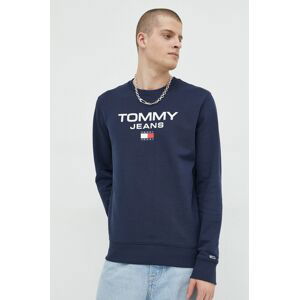 Bavlněná mikina Tommy Jeans pánská, tmavomodrá barva, s potiskem