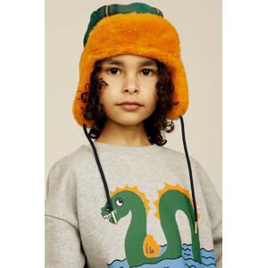 Dětska čepice Mini Rodini oranžová barva, z husté pleteniny