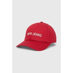 Dětská baseballová čepice Pepe Jeans červená barva, s potiskem