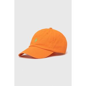 Bavlněná baseballová čepice Polo Ralph Lauren oranžová barva, s aplikací