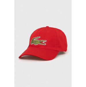 Bavlněná baseballová čepice Lacoste červená barva, s aplikací, RK9871-HBP