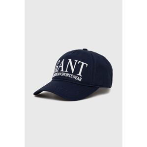 Bavlněná baseballová čepice Gant tmavomodrá barva, s aplikací