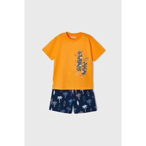 Dětská bavlněná souprava Mayoral oranžová barva