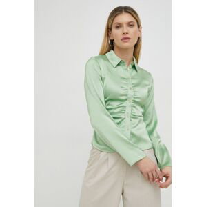 Košile Samsoe Samsoe dámská, zelená barva, slim, s klasickým límcem