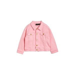 Bavlněná džínová bunda Mini Rodini růžová barva