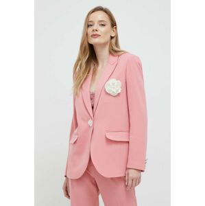 Blazer s příměsí vlny Custommade Fabiana růžová barva, oversize