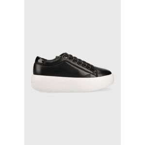 Kožené sneakers boty Calvin Klein HW0HW01356 BUBBLE CUPSOLE LACE UP černá barva