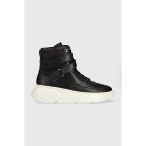 Kožené sneakers boty Tommy Hilfiger FW0FW06910 CHUNKY WARM SNEAKER HIGH černá barva