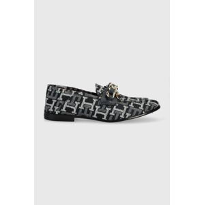 Mokasíny Tommy Hilfiger CHAIN LOAFER DENIM dámské, tmavomodrá barva, na plochém podpatku