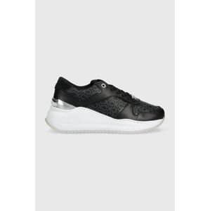 Sneakers boty Calvin Klein CHUNKY INTERN WEDGE LACE UP-MONO černá barva, HW0HW01439
