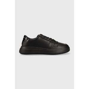 Kožené sneakers boty Calvin Klein HM0HM00992 LOW TOP LACE UP PIPING černá barva