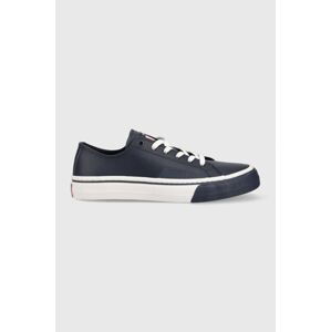 Tenisky Tommy Jeans Leather Vulc Tjm Ess pánské, tmavomodrá barva