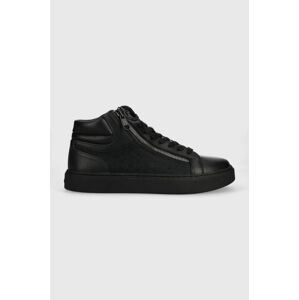 Sneakers boty Calvin Klein HIGH TOP LACE UP W/ZIP MONO JQ černá barva, HM0HM01014