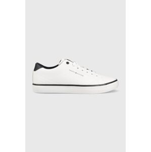 Kožené tenisky Tommy Hilfiger TH HI VULC CORE LOW LEATHER bílá barva, FM0FM04731