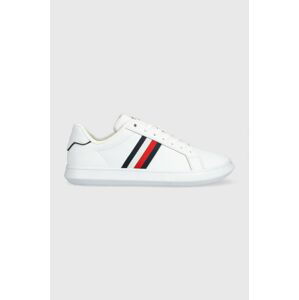 Kožené tenisky Tommy Hilfiger CORPORATE LEATHER CUP STRIPES bílá barva, FM0FM04732