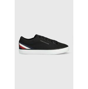 Tenisky Tommy Hilfiger TH HI VULC CORE LOW STRIPES černá barva, FM0FM04735