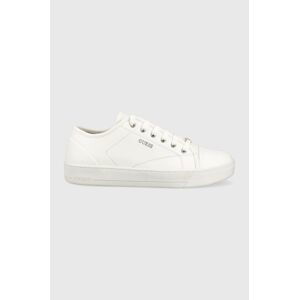 Kožené sneakers boty Guess Udine bílá barva, FM5UDI LEA12 WHITE