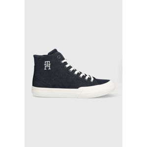 Kecky Tommy Hilfiger TH HI VULC PREMIUM DENIM pánské, tmavomodrá barva