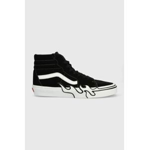 Semišové tenisky Vans SK8-Hi Flame černá barva, VN0005UJBZW1, VN0005UJBZW1-BLKWH