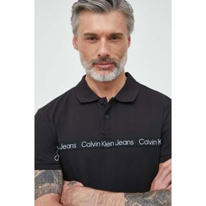 Polo tričko Calvin Klein Jeans černá barva, s aplikací