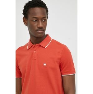 Bavlněné polo tričko Wrangler oranžová barva, s aplikací