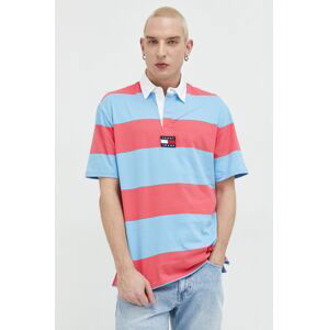 Bavlněné polo tričko Tommy Jeans růžová barva