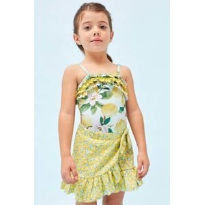 Dětská bavlněná sukně Mayoral žlutá barva, mini