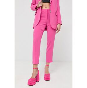 Kalhoty MICHAEL Michael Kors dámské, růžová barva, široké, medium waist
